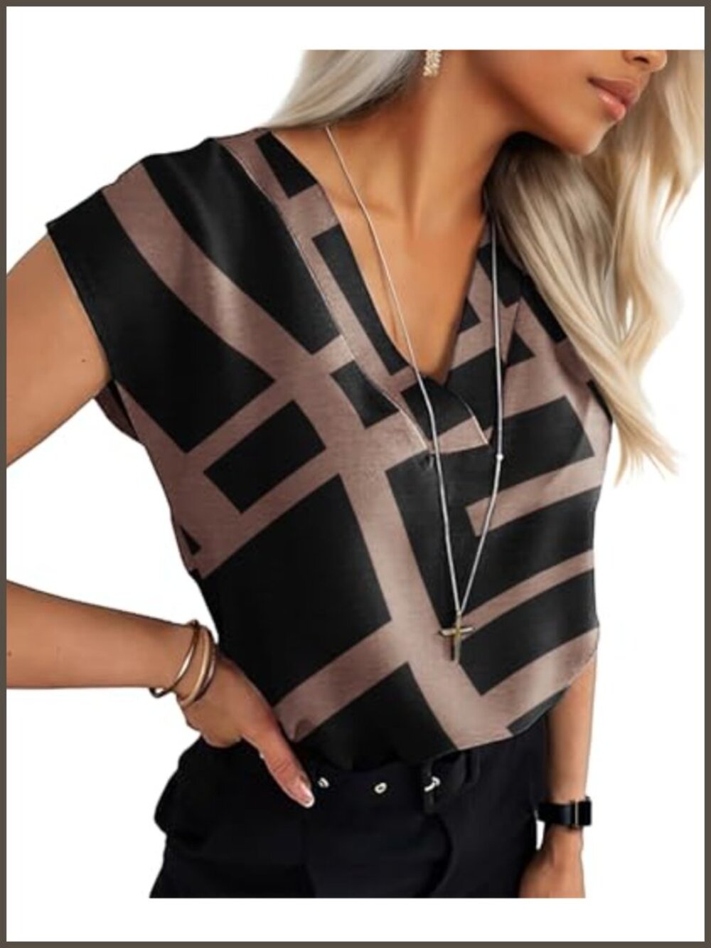 Womens Summer Tops Cap Sleeve Textured V Neck Dressy Blouse Business Casual